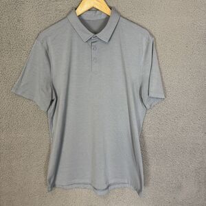 Lululemon Shirt Mens M Grey‎ Polo Short Sleeve Athletic Stretch Casual